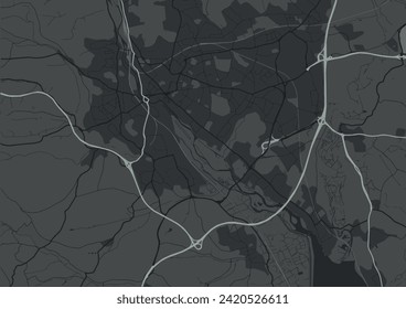 Stadtplan von Exeter im Vereinigten Königreich mit weißen Straßen einzeln auf grauem Hintergrund.