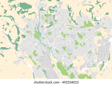 vector city map of Exeter, United Kingdom