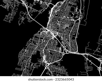 Vector city map of Fall River Massachusetts in the United States of America with white roads isolated on a black background.