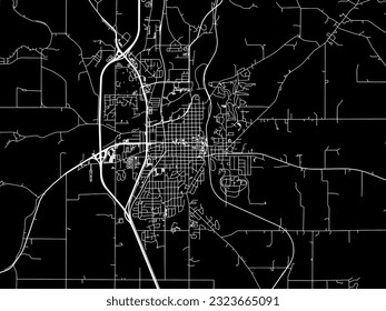 Mapa de la ciudad vectorial de Faribauld Minnesota en los Estados Unidos de América con caminos blancos aislados en un fondo negro.