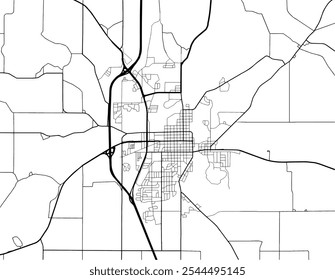 Vector city map of Faribauld Minnesota in the United States of America with black roads isolated on a white background.