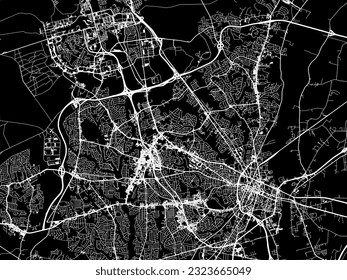 Vector city map of Fayetteville North Carolina in the United States of America with white roads isolated on a black background.