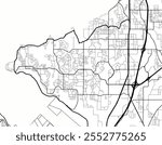 Vector city map of Federal Way Washington in the United States of America with black roads isolated on a white background.