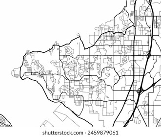 Vector city map of Federal Way Washington in the United States of America with black roads isolated on a white background.