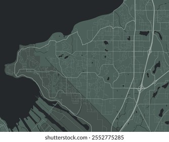 Vector city map of Federal Way Washington in the United States of America with white roads isolated on a green background.