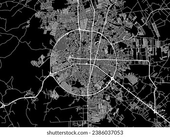 Vector city map of Feira de Santana in Brazil with white roads isolated on a black background.