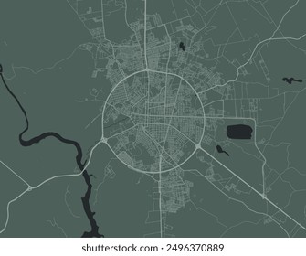 Vector city map of Feira de Santana in Brazil with white roads isolated on a green background.