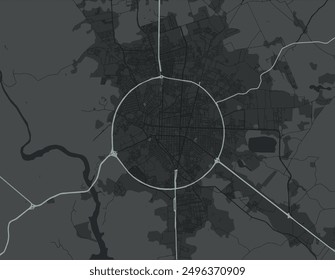 Vector city map of Feira de Santana in Brazil with white roads isolated on a grey background.