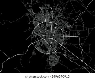 Vector city map of Feira de Santana in Brazil with white roads isolated on a black background.