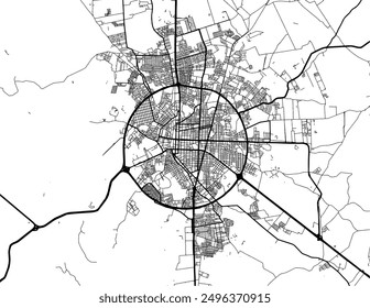 Vector city map of Feira de Santana in Brazil with black roads isolated on a white background.