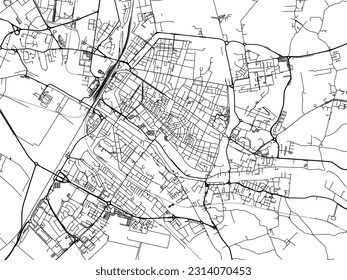 Vector city map of Ferrara in Italy with black roads isolated on a white background.