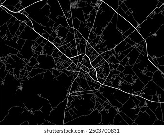 Vector city map of Firozabad in the Republic of India with white roads isolated on a black background.