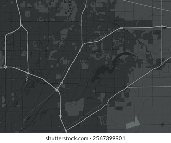 Vector city map of Fishers Indiana in the United States of America with white roads isolated on a grey background.