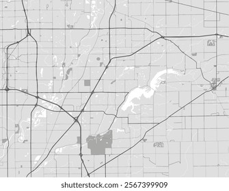 Vector city map of Fishers Indiana in the United States of America with black roads isolated on a grey background.