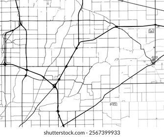 Vector city map of Fishers Indiana in the United States of America with black roads isolated on a white background.