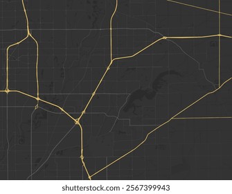 Vector city map of Fishers Indiana in the United States of America with yellow roads isolated on a brown background.