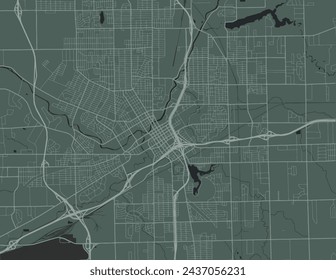 Vector city map of Flint Michigan in the United States of America with white roads isolated on a green background.