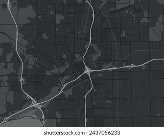 Vector city map of Flint Michigan in the United States of America with white roads isolated on a grey background.