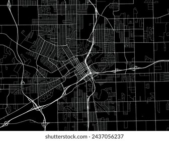 Vector city map of Flint Michigan in the United States of America with white roads isolated on a black background.