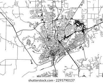 Vector city map of Florence Alabama in the United States of America with black roads isolated on a white background.