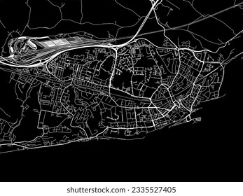 Vector city map of Folkestone in the United Kingdom with white roads isolated on a black background.