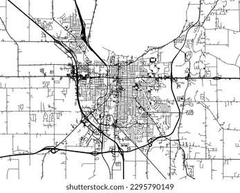 Vector city map of Fond du Lac Wisconsin in the United States of America with black roads isolated on a white background.