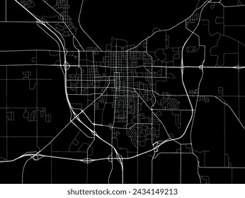 Vector city map of Fond du Lac Wisconsin in the United States of America with white roads isolated on a black background