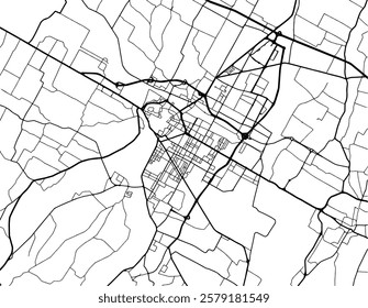 Vector city map of Forli in Italy with black roads isolated on a white background.