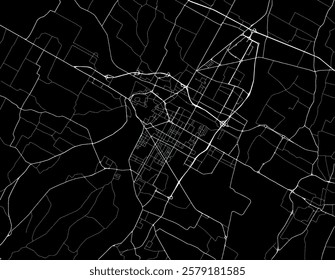 Vector city map of Forli in Italy with white roads isolated on a black background.