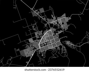 Stadtplan von Formosa in Argentinien mit weißen Straßen einzeln auf schwarzem Hintergrund.