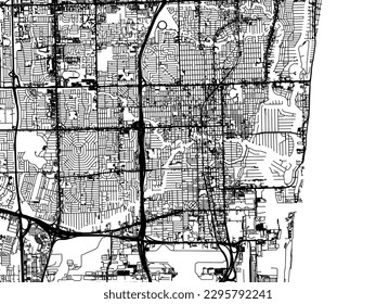 Vector city map of Fort Lauderdale Florida in the United States of America with black roads isolated on a white background.