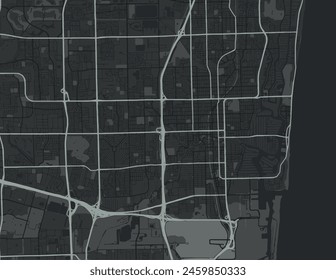 Vector city map of Fort Lauderdale Florida in the United States of America with white roads isolated on a grey background.