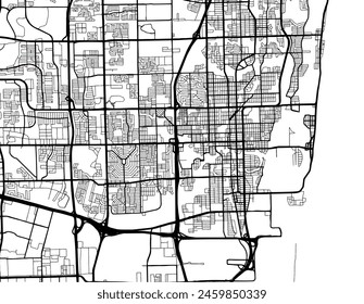 Mapa de la ciudad de Vector de Fort Lauderdale Florida en los Estados Unidos de América con carreteras negras aisladas sobre un fondo blanco.