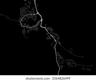 Vector city map of Fort McMurray Alberta in Canada with white roads isolated on a black background