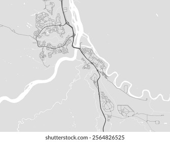 Vector city map of Fort McMurray Alberta in Canada with black roads isolated on a grey background.