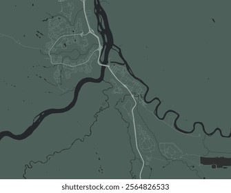 Vector city map of Fort McMurray Alberta in Canada with white roads isolated on a green background.