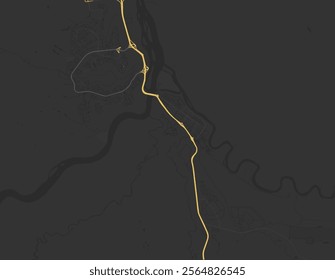 Vector city map of Fort McMurray Alberta in Canada with yellow roads isolated on a brown background.