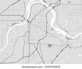 Vector city map of Fort Smith Arkansas in the United States of America with black roads isolated on a grey background.