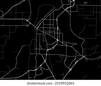 Vector city map of Fort Smith Arkansas in the United States of America with white roads isolated on a black background.