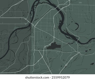 Vector city map of Fort Smith Arkansas in the United States of America with white roads isolated on a green background.