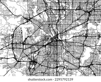 Vector city map of Fort Worth Texas in the United States of America with black roads isolated on a white background.