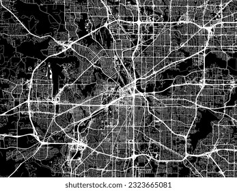 Vector city map of Fort Worth Texas in the United States of America with white roads isolated on a black background.