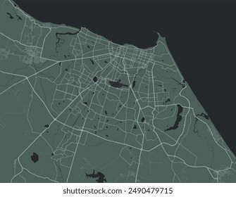 Vector city map of Fortaleza in Brazil with white roads isolated on a green background.