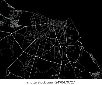 Vector city map of Fortaleza in Brazil with white roads isolated on a black background.