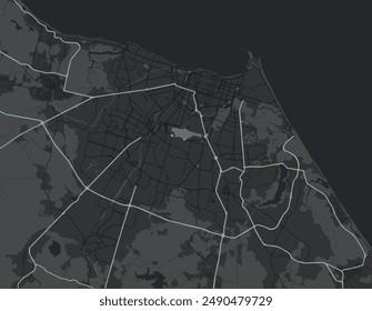 Vector city map of Fortaleza in Brazil with white roads isolated on a grey background.