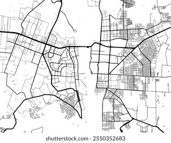 Vector city map of Foz do Iguacu in Brazil with black roads isolated on a white background.