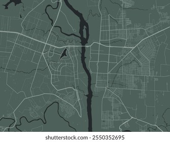 Vector city map of Foz do Iguacu in Brazil with white roads isolated on a green background.