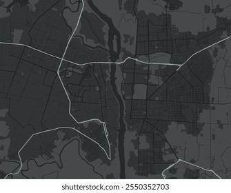 Mapa de cidade vetorial de Foz do Iguaçu no Brasil com estradas brancas isoladas sobre um fundo cinza.