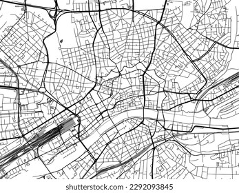 Vector city map of Frankfurt am Main in the Germany with black roads isolated on a white background.