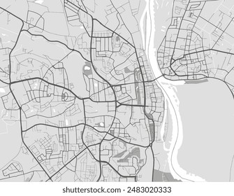 Vector city map of Frankfurt am Oder in Germany with black roads isolated on a grey background.